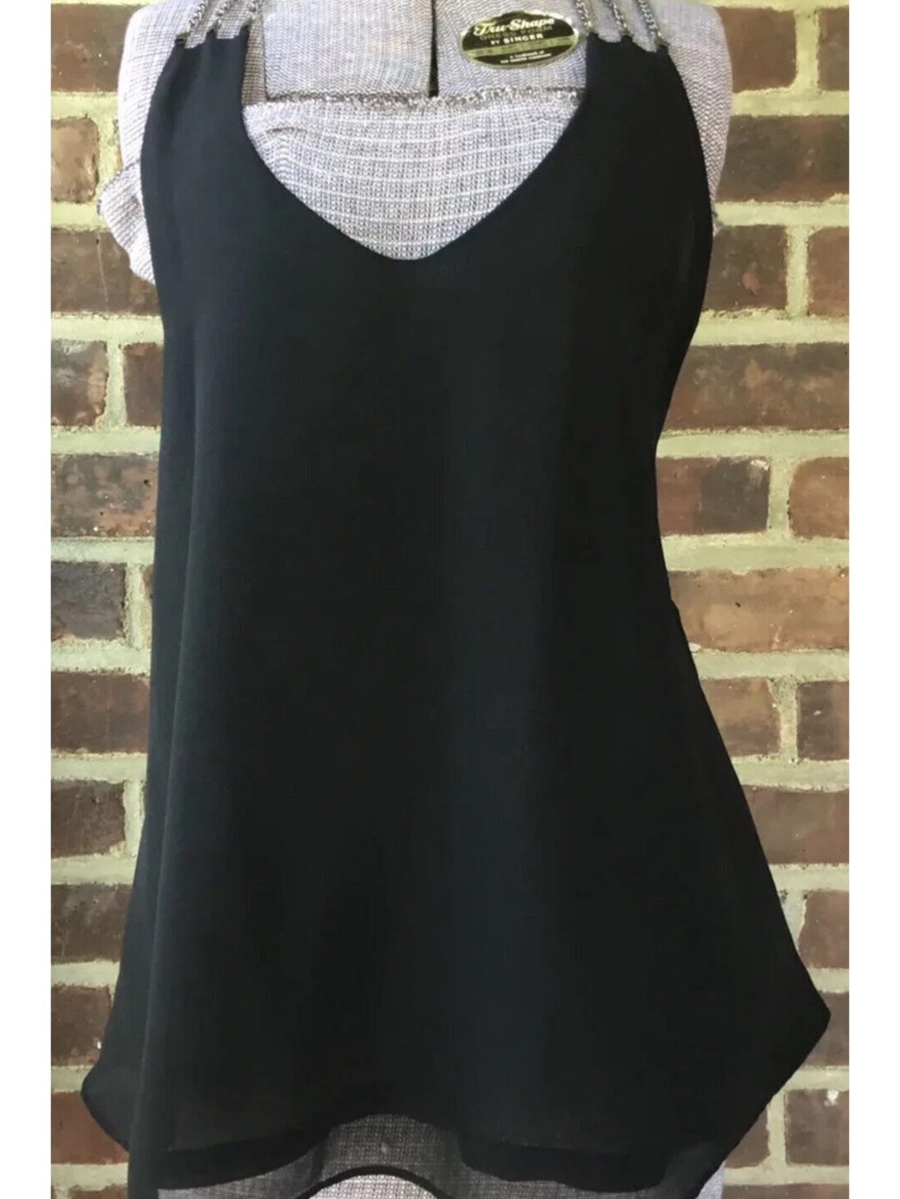 Millau Black Racer Back Sleeveless Blouse Size Small